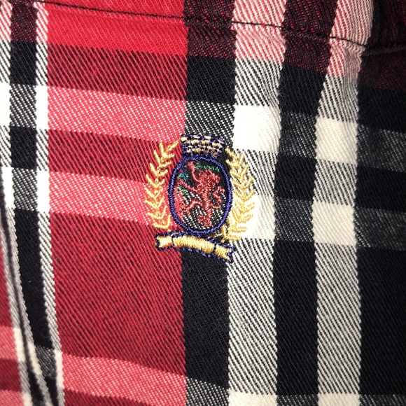 Vintage Tommy Hilfiger Red & Black Plaid Shadow Check Button Down Flannel Shirt - Picture 6 of 12